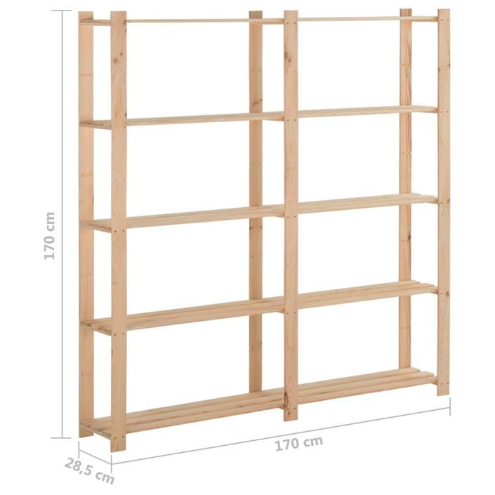 Étagère de stockage 5 niveaux 170x28,5x170cm Bois de pin massif - Photo n°6