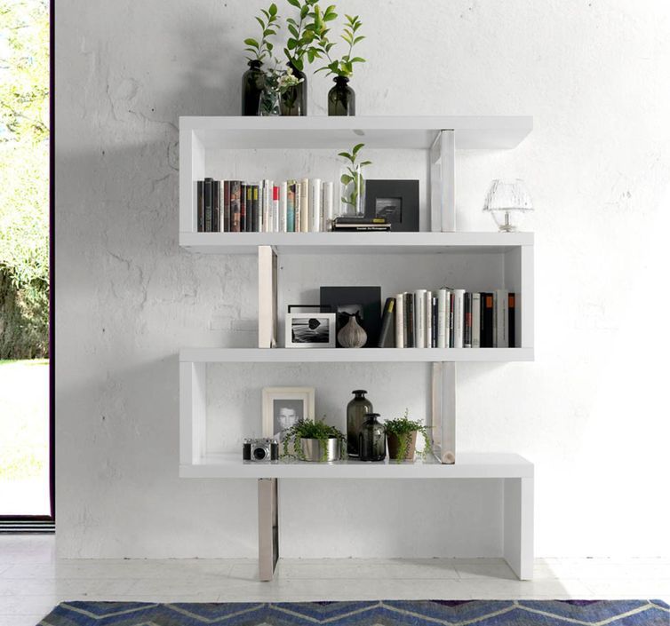 Etagère design Estenda 130 cm - Laqué blanc et acier chromé - Photo n°4