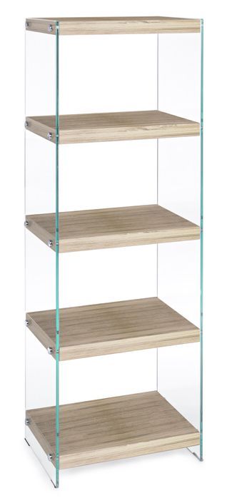 Etagère en MDF et verre trempé 5 niveaux beige Lina L 40 cm - Photo n°1