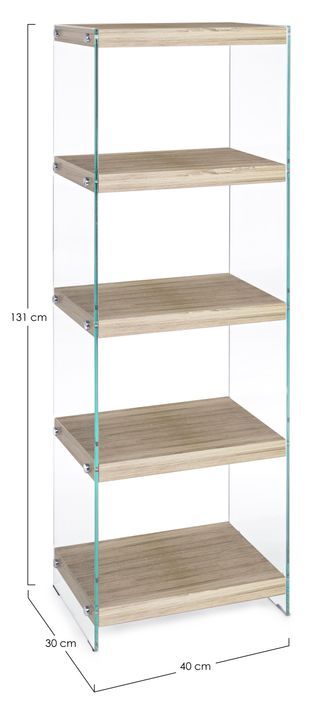 Etagère en MDF et verre trempé 5 niveaux beige Lina L 40 cm - Photo n°2