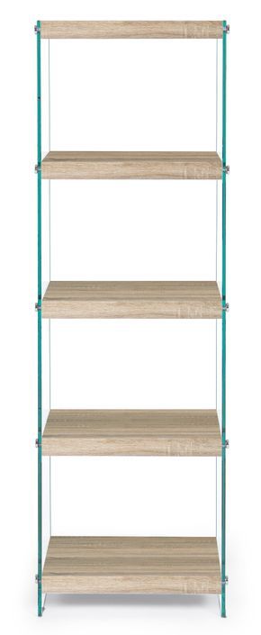 Etagère en MDF et verre trempé 5 niveaux beige Lina L 40 cm - Photo n°3