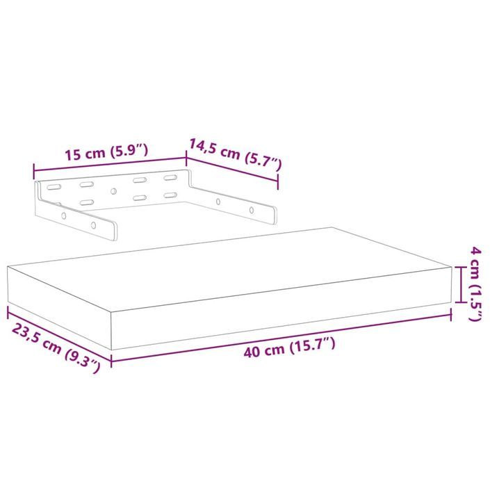 Étagère flottante 40x23,5x4 cm bois d'ingénierie - Photo n°9