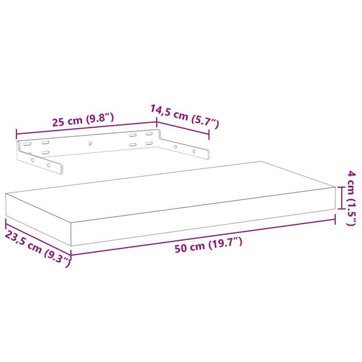 Étagère flottante 50x23,5x4 cm bois d'ingénierie - Photo n°9