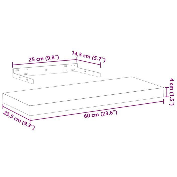 Étagère flottante 60x23,5x4 cm bois d'ingénierie - Photo n°9