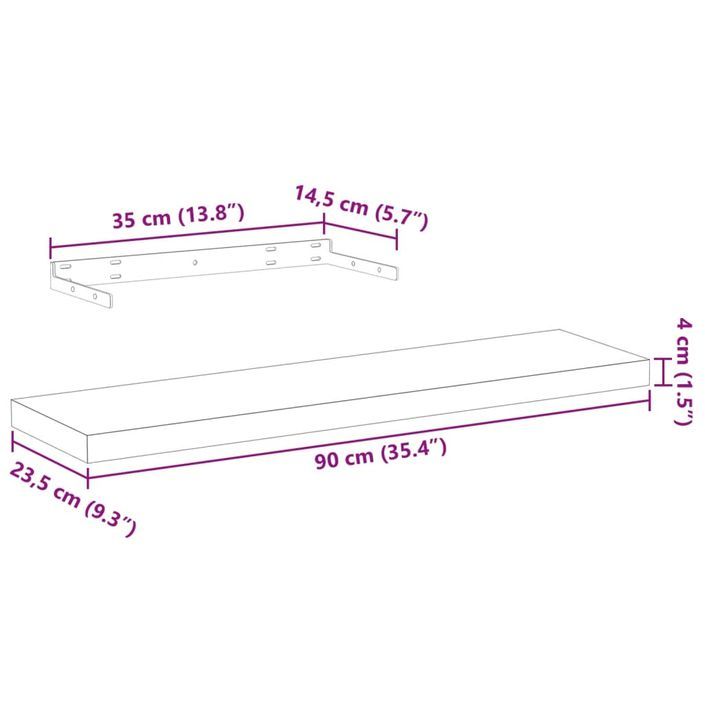 Étagère flottante 90x23,5x4 cm bois d'ingénierie - Photo n°9