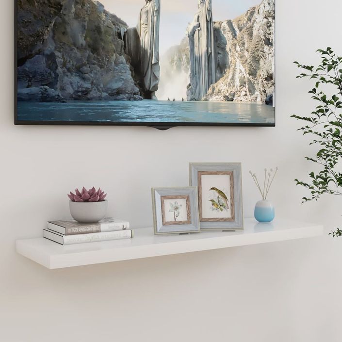 Étagère flottante murale Chêne et blanc 100x23,5x3,8 cm MDF - Photo n°1