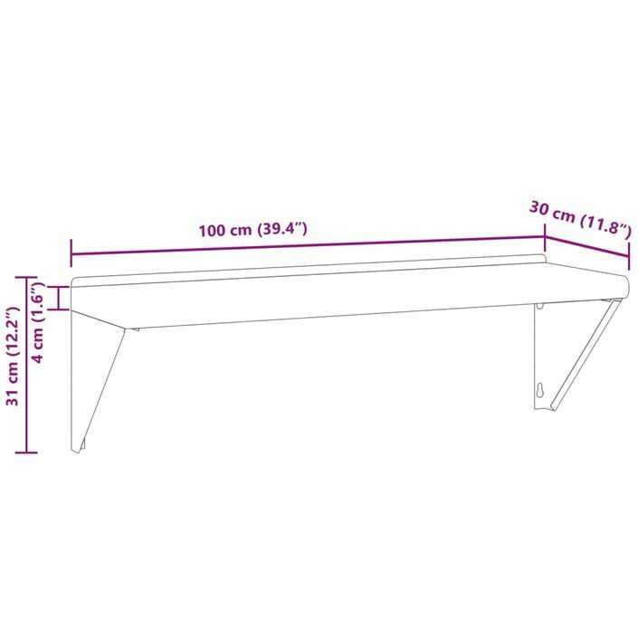 Étagère murale 100x30x31 cm argenté acier inoxydable - Photo n°10