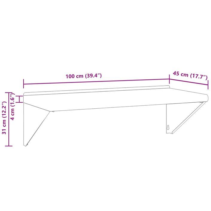 Étagère murale 100x45x31 cm argenté acier inoxydable - Photo n°10