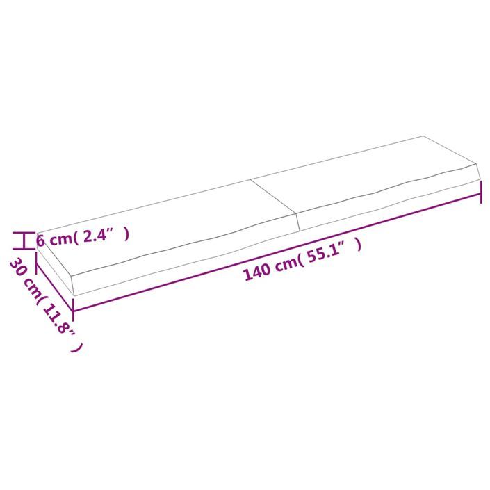 Étagère murale 140x30x(2-6) cm bois de chêne massif non traité - Photo n°9