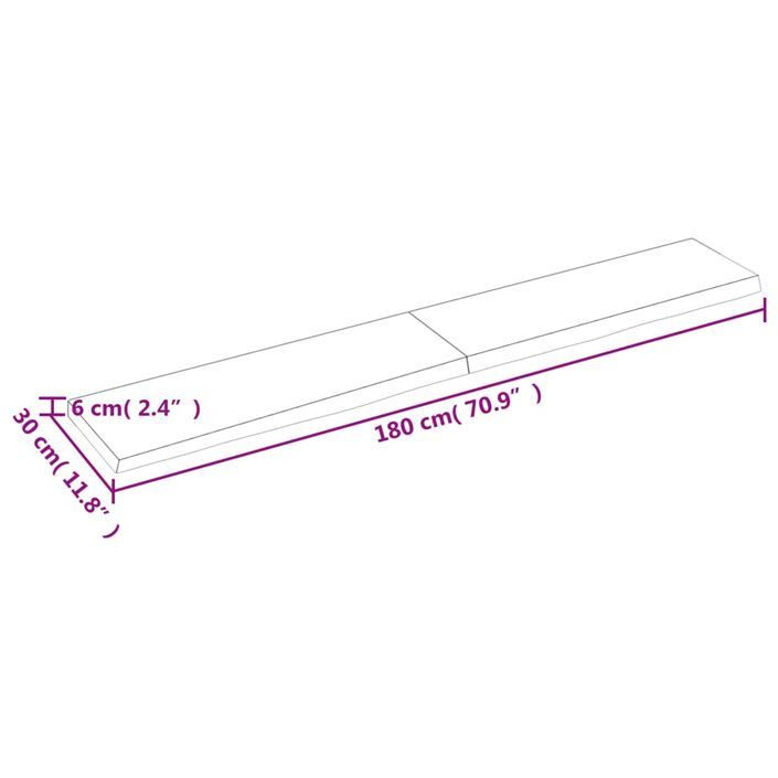 Étagère murale 180x30x(2-6) cm bois de chêne massif non traité - Photo n°10