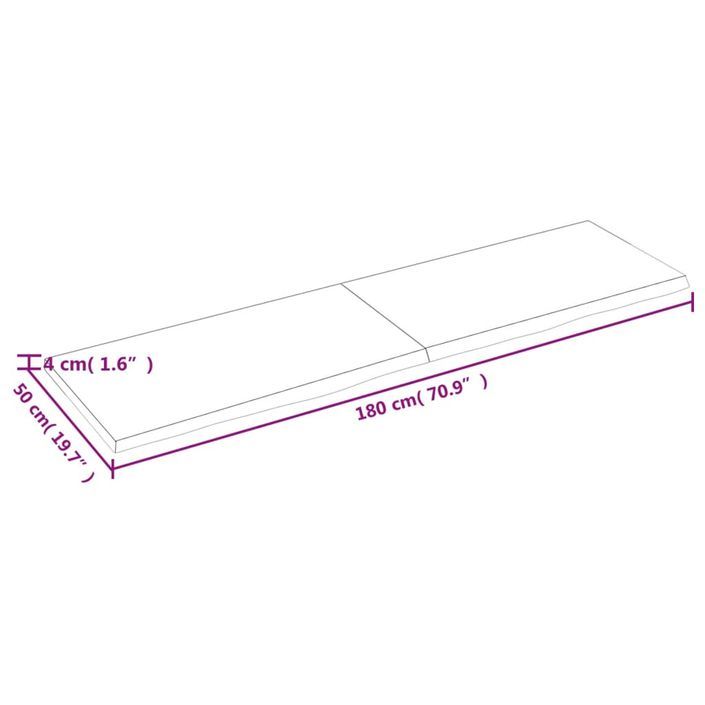 Étagère murale 180x50x(2-4) cm bois de chêne massif non traité - Photo n°8