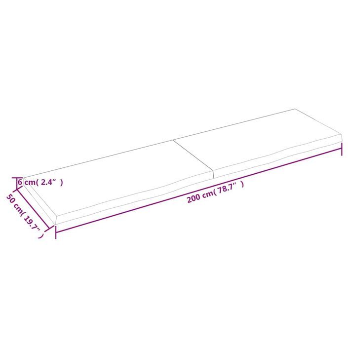 Étagère murale 200x50x(2-6) cm bois de chêne massif non traité - Photo n°10