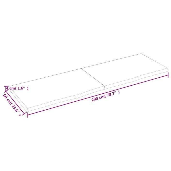 Étagère murale 200x60x(2-4) cm bois de chêne massif non traité - Photo n°10