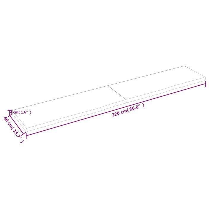 Étagère murale 220x40x(2-4) cm bois de chêne massif non traité - Photo n°10