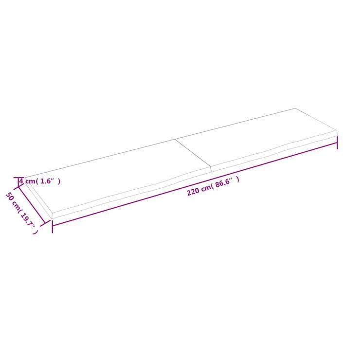 Étagère murale 220x50x(2-4) cm bois de chêne massif non traité - Photo n°10