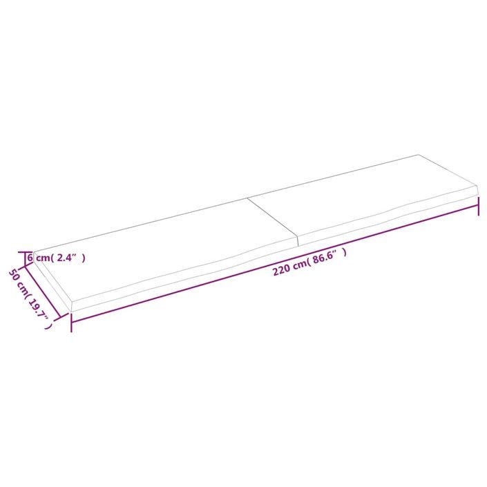 Étagère murale 220x50x(2-6) cm bois de chêne massif non traité - Photo n°10