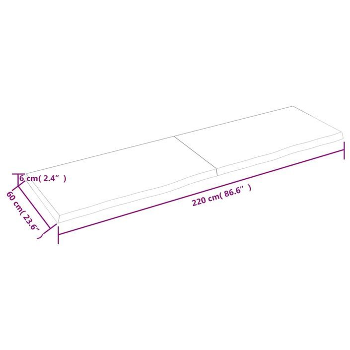 Étagère murale 220x60x(2-6) cm bois de chêne massif non traité - Photo n°10