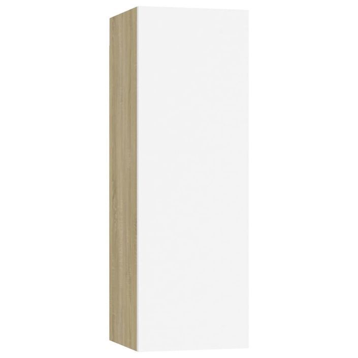 Etagère murale 4 pcs Blanc et chêne sonoma 30,5x30x90 cm - Photo n°4