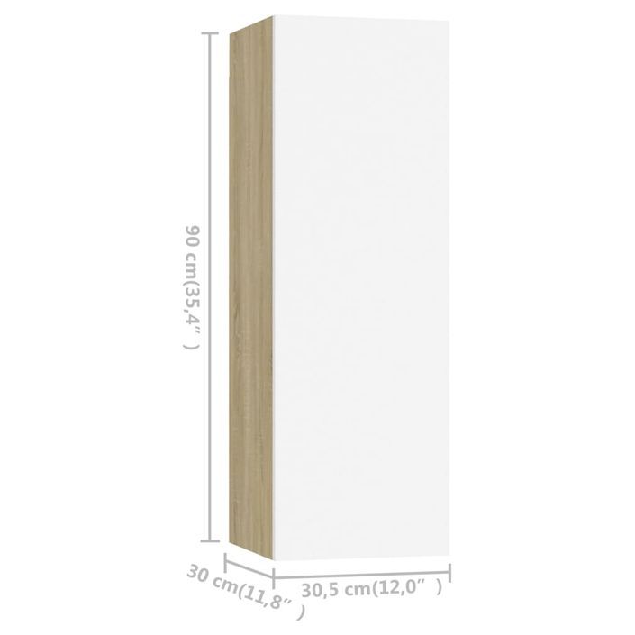 Etagère murale 4 pcs Blanc et chêne sonoma 30,5x30x90 cm - Photo n°5