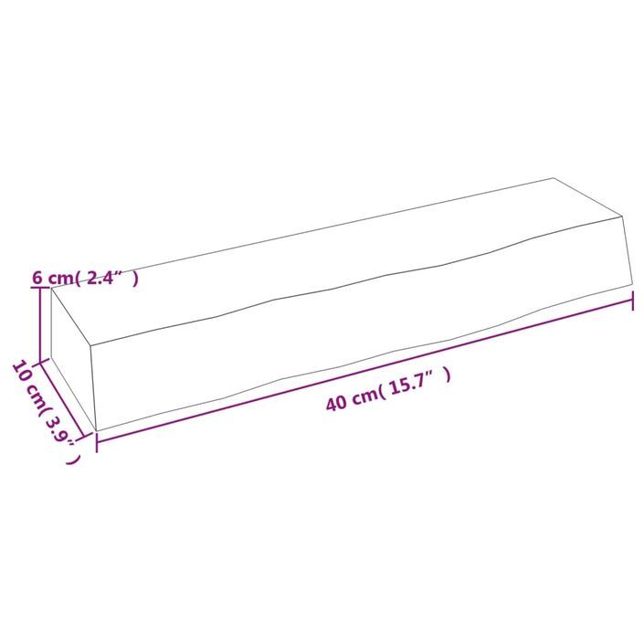 Étagère murale 40x10x6 cm bois de chêne massif non traité - Photo n°7