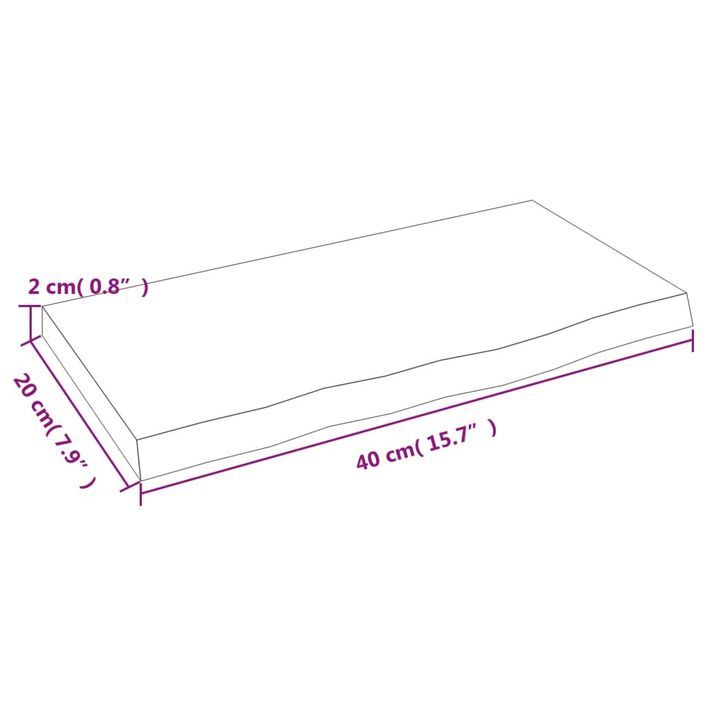 Étagère murale 40x20x2 cm bois de chêne massif non traité - Photo n°7