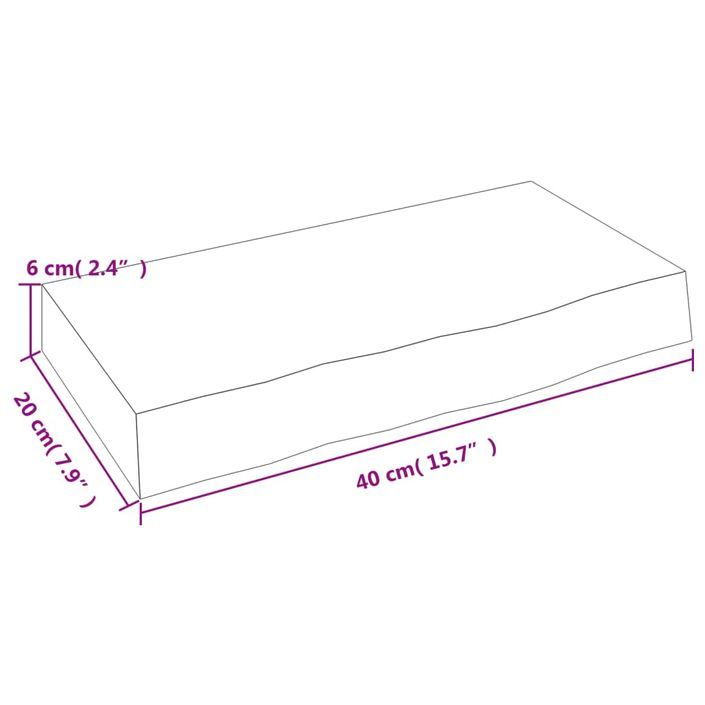 Étagère murale 40x20x6 cm bois de chêne massif non traité - Photo n°7