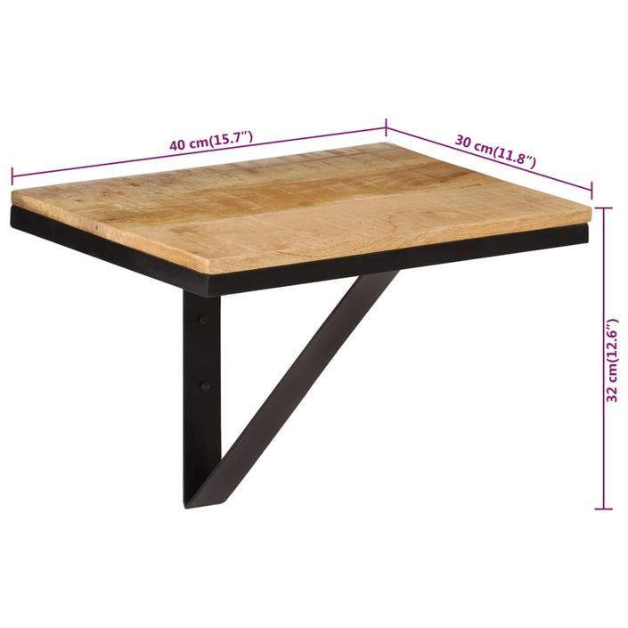 Étagère murale 40x30x32 cm bois massif de manguier et fer - Photo n°7