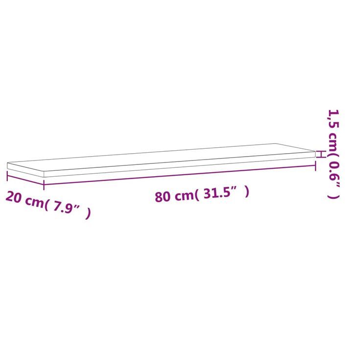 Étagère murale 80x20x1,5 cm bois massif de hêtre - Photo n°7