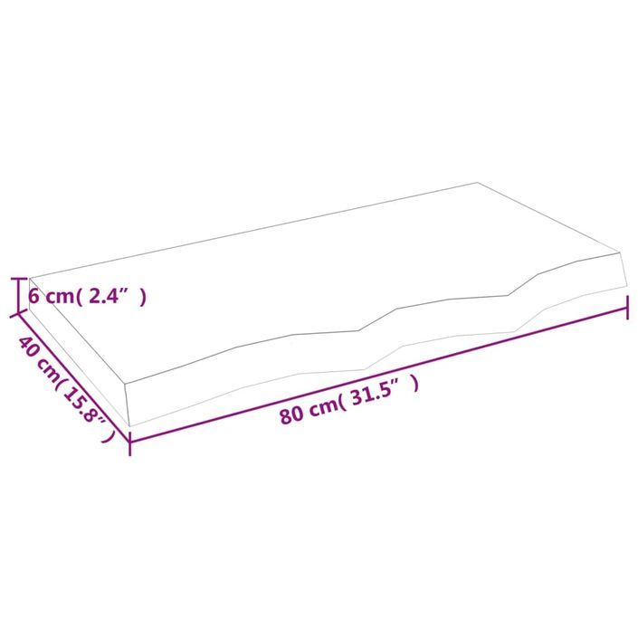 Étagère murale 80x40x(2-6) cm bois de chêne massif non traité - Photo n°8