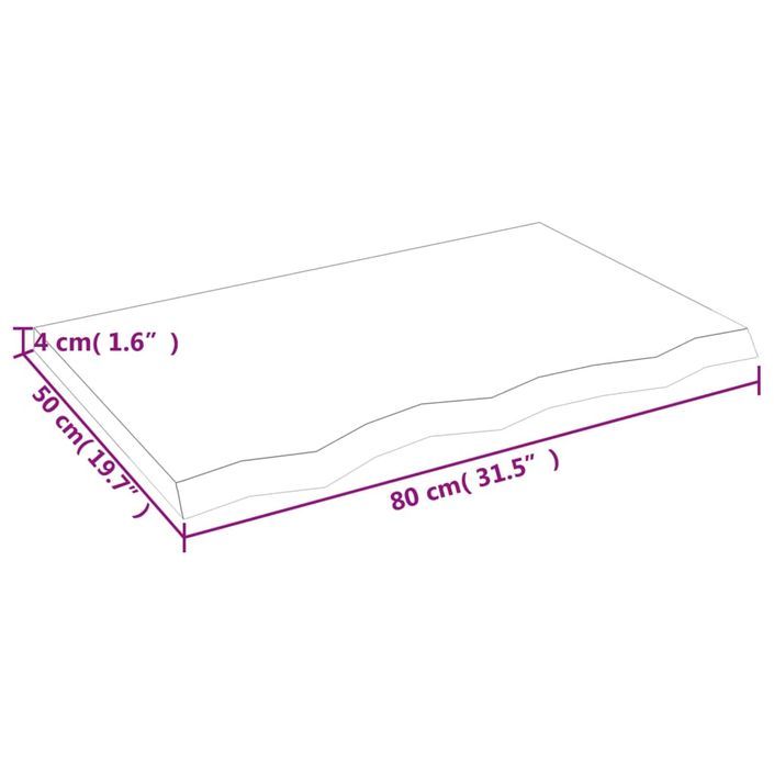 Étagère murale 80x50x(2-4)cm bois de chêne massif non traité - Photo n°9