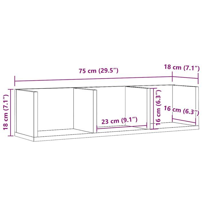 Étagère murale à CD chêne artisanal 75x18x18 cm bois ingénierie - Photo n°9