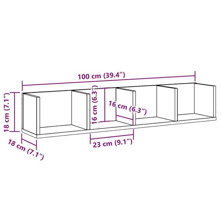 Étagère murale à CD vieux bois 100x18x18 cm bois d'ingénierie - Photo n°9