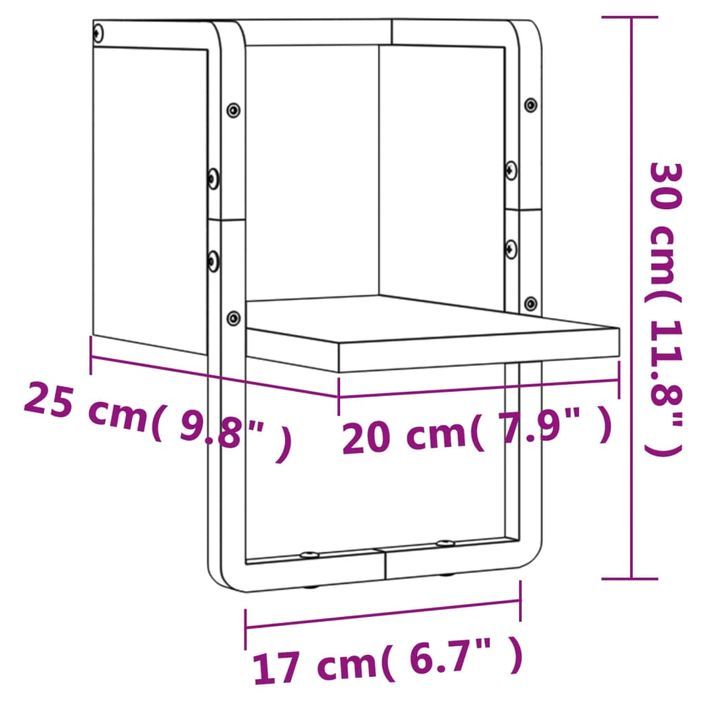 Étagère murale avec barre chêne marron 20x25x30 cm - Photo n°8