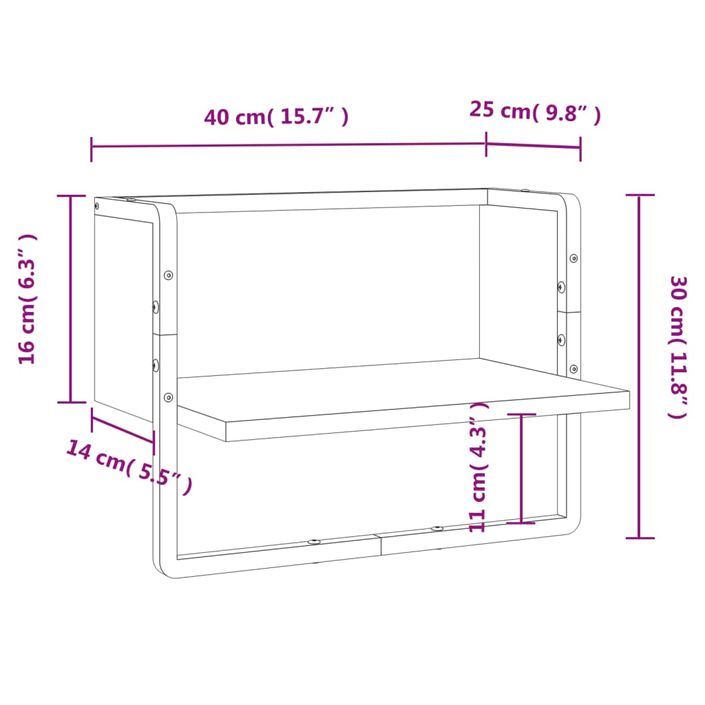 Étagère murale avec barre chêne marron 40x25x30 cm - Photo n°8