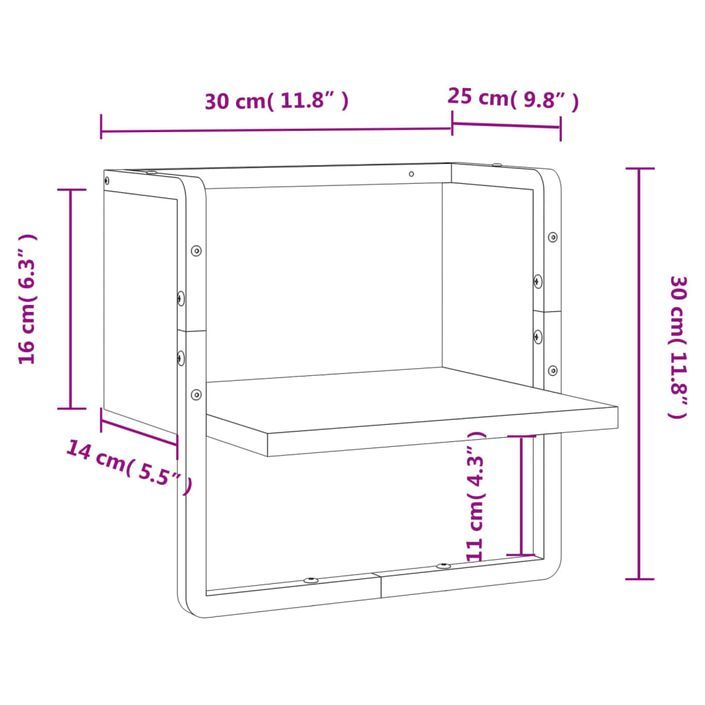 Étagère murale avec barre chêne sonoma 30x25x30 cm - Photo n°8