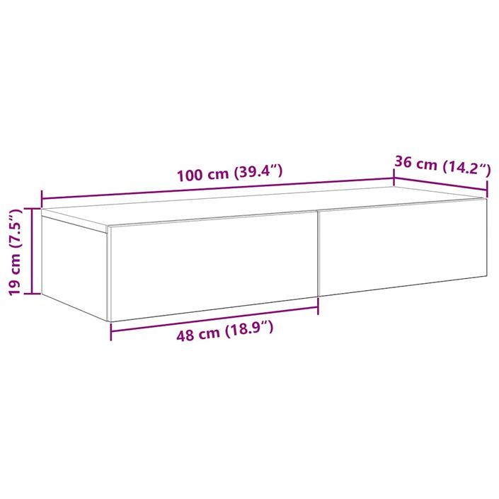 Étagère murale avec tiroirs blanc 100x36x19cm bois d'ingénierie - Photo n°11