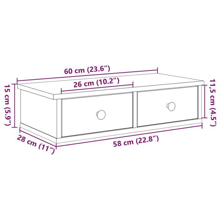 Étagère murale avec tiroirs blanc 60x25x15 cm bois d'ingénierie - Photo n°11