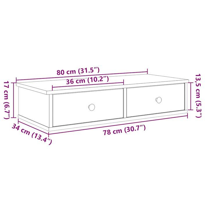 Étagère murale avec tiroirs blanc 80x31x17 cm bois d'ingénierie - Photo n°11