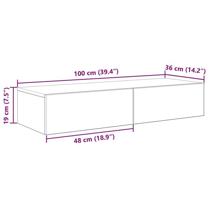 Étagère murale avec tiroirs noir 100x36x19 cm bois d'ingénierie - Photo n°11