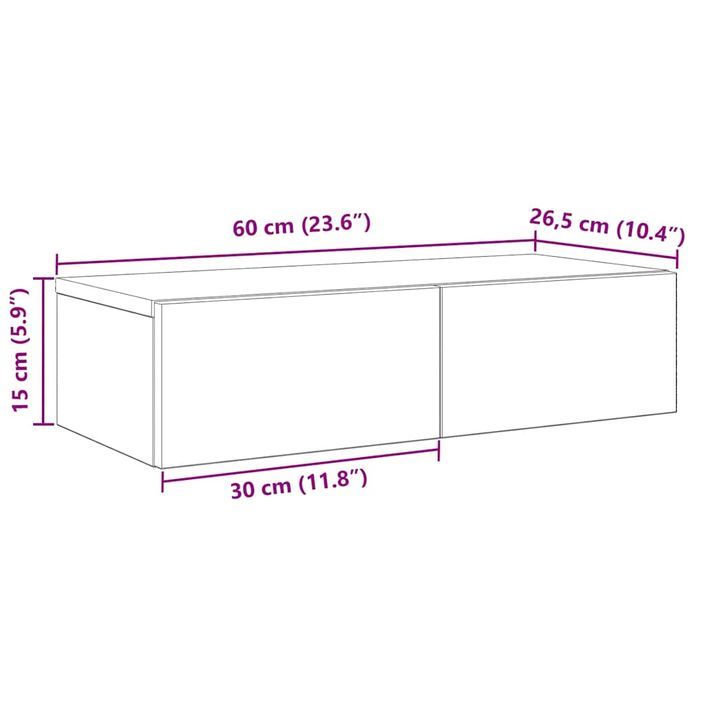 Étagère murale avec tiroirs noir 60x26,5x15cm bois d'ingénierie - Photo n°11