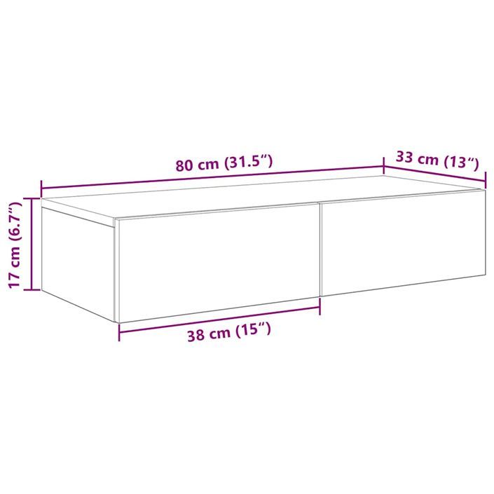 Étagère murale avec tiroirs noir 80x33x17 cm bois d'ingénierie - Photo n°11