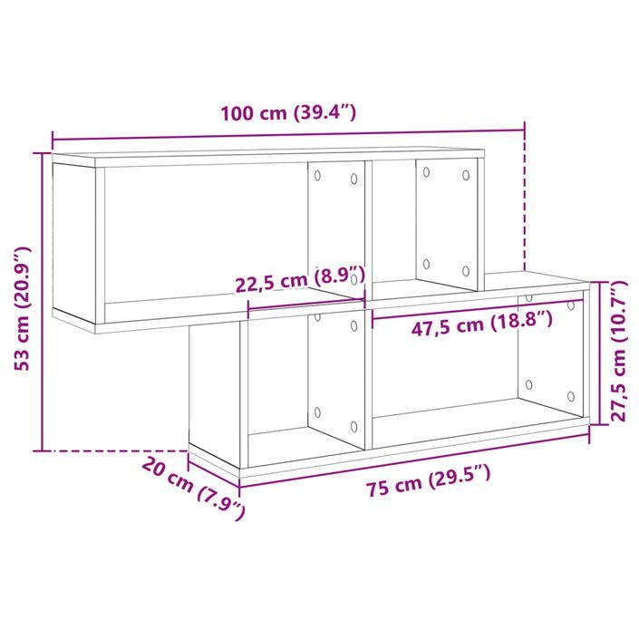 Étagère murale blanc 100x20x53 cm bois d'ingénierie - Photo n°9