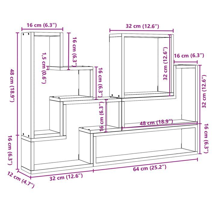 Étagère murale blanc 96x12x64 cm bois d’ingénierie - Photo n°12