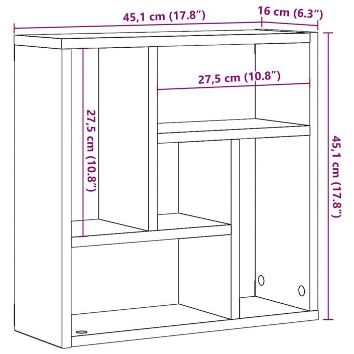 Étagère murale chêne artisanal 45x16x45 cm bois d'ingénierie - Photo n°9