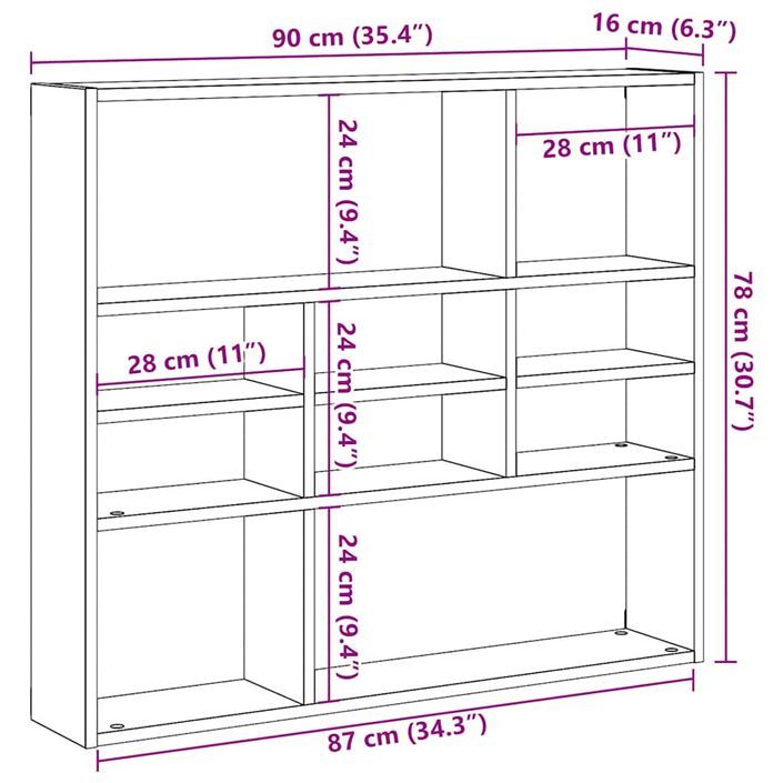 Étagère murale chêne artisanal 90x16x78 cm bois d'ingénierie - Photo n°9