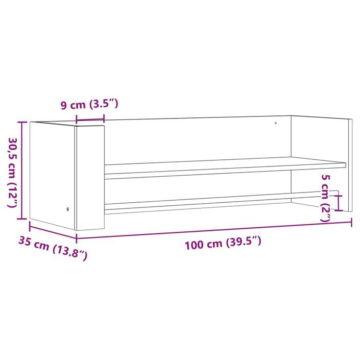 Étagère murale chêne marron 100x35x30,5 cm bois d'ingénierie - Photo n°9