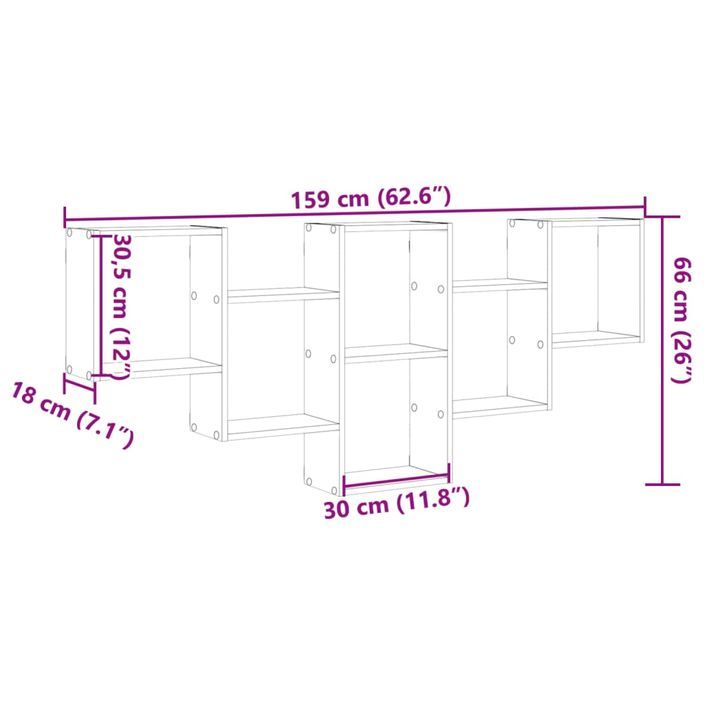 Étagère murale chêne marron 159x18x66 cm bois d'ingénierie - Photo n°10