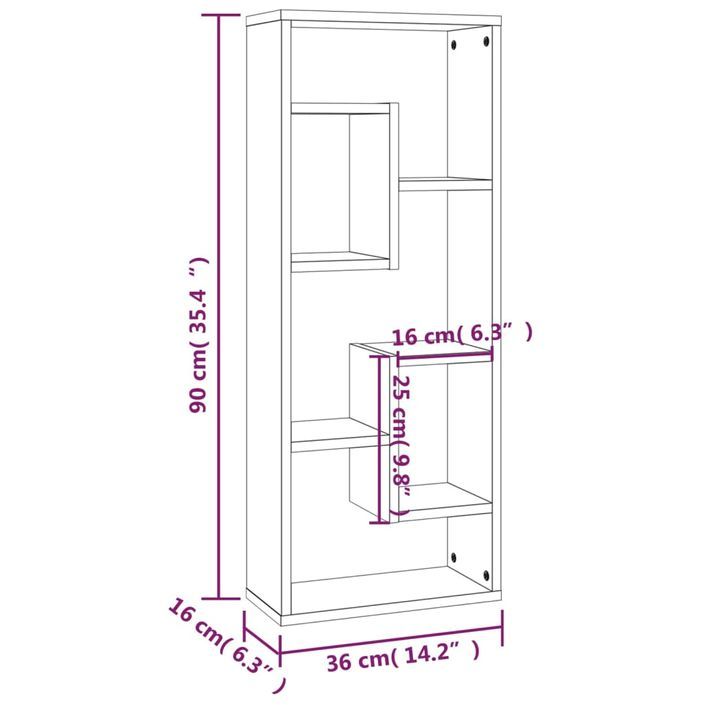 Étagère murale Chêne marron 36x16x90 cm Bois d'ingénierie - Photo n°9