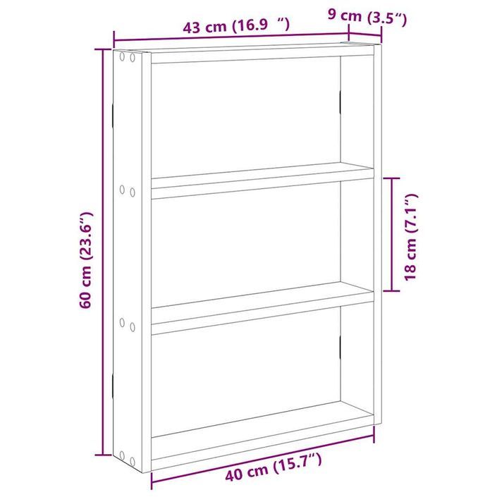 Étagère murale chêne marron 43x9x60 cm bois d'ingénierie - Photo n°9