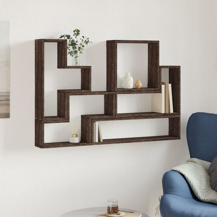 Étagère murale chêne marron 96x12x64 cm bois d'ingénierie - Photo n°3